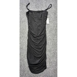 L.A. Hearts Dress Juniors Small Black Mesh Ruched Bodycon Strappy Mini Party